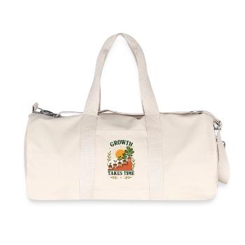 Growth Takes Time – Pflanzen Wachstum Retro - Recycelte Canvas-Sporttasche von Stanley/Stella - Naturweiß - Vorne