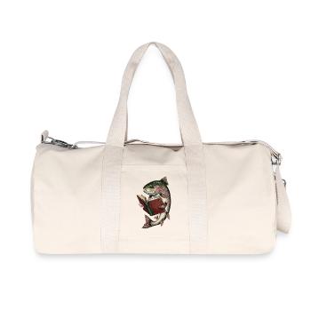 Bücherfisch Vintage Illustration - Recycelte Canvas-Sporttasche von Stanley/Stella - Naturweiß - Vorne