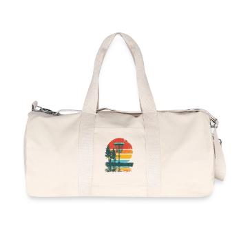 Disc Golf Putter Korb Retro Vintage Sonnenuntergan - Recycelte Canvas-Sporttasche von Stanley/Stella - Naturweiß - Vorne