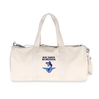 Anglerlatein Spruch – Zander Angler Motiv - Recycelte Canvas-Sporttasche von Stanley/Stella - Naturweiß - Vorne
