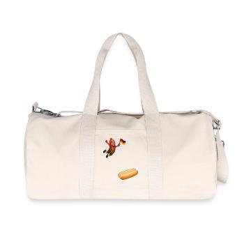 Schnitzel, das in ein Brötchen  - Recycelte Canvas-Sporttasche von Stanley/Stella - Naturweiß - Vorne