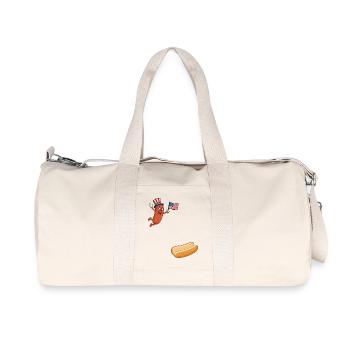 Hotdog springt ins Brötchen – Hotdog zum 4. Juli - Recycelte Canvas-Sporttasche von Stanley/Stella - Naturweiß - Vorne
