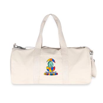 Frisch geschlüpftes Krippenkind mit Dinosaurier - Recycelte Canvas-Sporttasche von Stanley/Stella - Naturweiß - Vorne