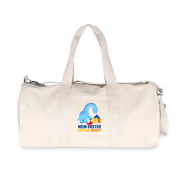 Mein erster großer Schritt – Dino fürs Krippenkind - Recycelte Canvas-Sporttasche von Stanley/Stella - Naturweiß - Vorne