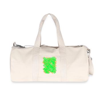 Neon Grün-Orangene Strichmuster - Recycelte Canvas-Sporttasche von Stanley/Stella - Naturweiß - Vorne