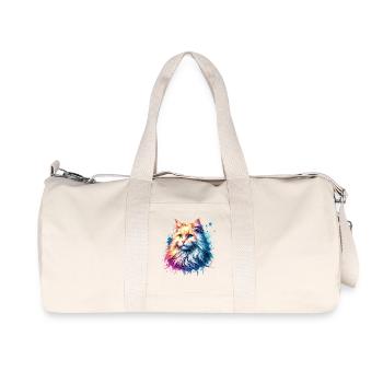 Turkish Angora Cat Motif - Recycled Canvas Sports Bag by Stanley/Stella - natural - Front