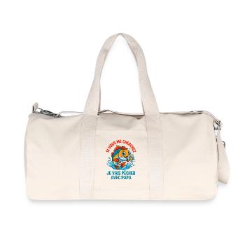 Je Vais Pêcher Avec Papa Cadeau Enfant - Sac de sport en toile recyclée Stanley/Stella - blanc naturel - Devant