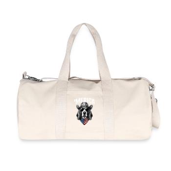Merica Basset Hound - Patriotic Dog Mom Dad - Recycled Canvas Sports Bag by Stanley/Stella - natural - Front