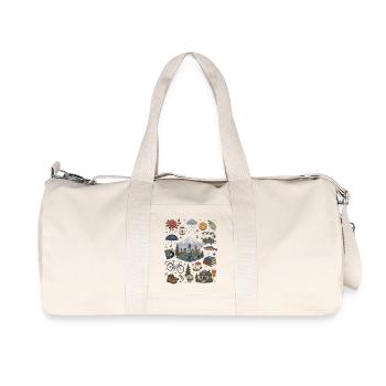 Portland Oregon | Kaffee, Natur & Rosen - Recycelte Canvas-Sporttasche von Stanley/Stella - Naturweiß - Vorne