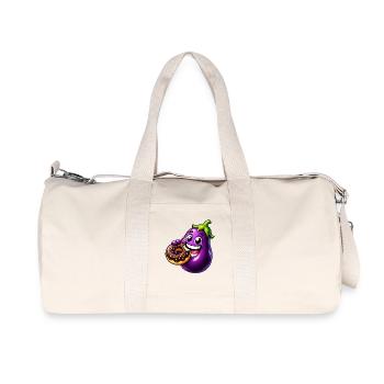 Aubergine Süß Cartoon Keks Nachtisch - Recycelte Canvas-Sporttasche von Stanley/Stella - Naturweiß - Vorne