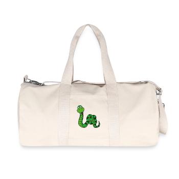 Tiermotiv verknotete Schlange - lustige Schlange - Recycelte Canvas-Sporttasche von Stanley/Stella - Naturweiß - Vorne