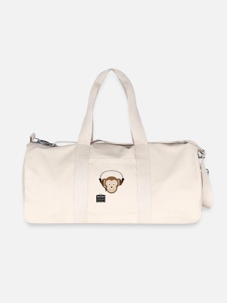 Monkey with headphones music - Recycled Canvas Sports Bag by Stanley/Stella - natural