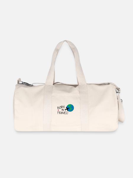 Born To Travel - Recycled Canvas Sports Bag by Stanley/Stella - natural