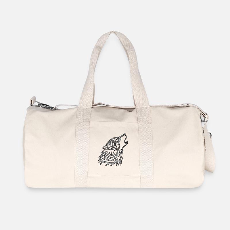 Heulender Wolf Mandala - Recycelte Canvas-Sporttasche von Stanley/Stella - Naturweiß