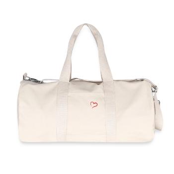 Red heart - Recycled Canvas Sports Bag by Stanley/Stella - natural - Front