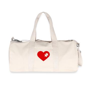 Partner look | Heart puzzle in love love couple - Recycled Canvas Sports Bag by Stanley/Stella - natural - Front