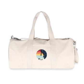 Retro Sunset Climb on Cliff - Recycled Canvas Sports Bag by Stanley/Stella - natural - Front