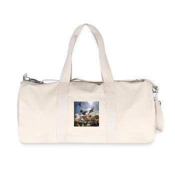 Bird migration over rose petals - Recycled Canvas Sports Bag by Stanley/Stella - natural - Front