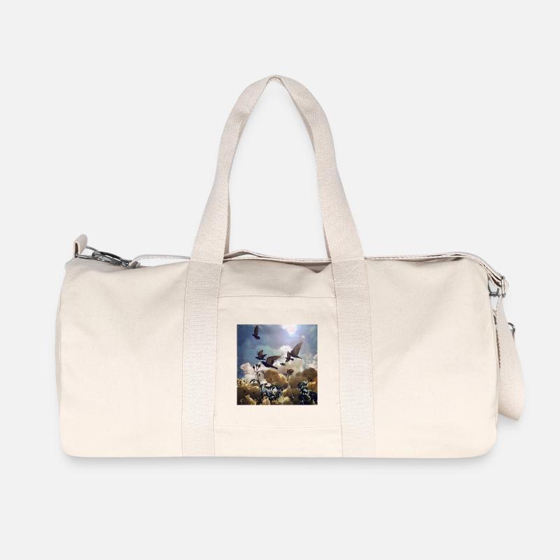 Vogelzug über Rosenblüten - Recycelte Canvas-Sporttasche von Stanley/Stella - Naturweiß