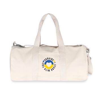 Ukraine! Ich stehe zu dir - Recycelte Canvas-Sporttasche von Stanley/Stella - Naturweiß - Vorne