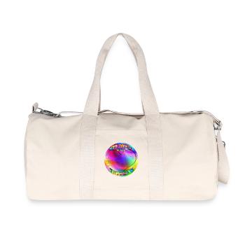Regenbogen mit Herz und Toleranz ohne Mauer - Recycelte Canvas-Sporttasche von Stanley/Stella - Naturweiß - Vorne