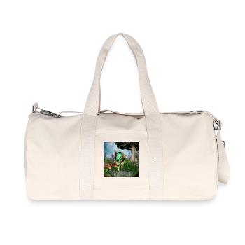 Little fairy with her cat - Recycled Canvas Sports Bag by Stanley/Stella - natural - Front