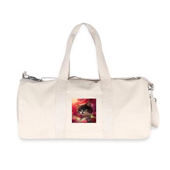Cute kitten with birds - Recycled Canvas Sports Bag by Stanley/Stella - natural - Front