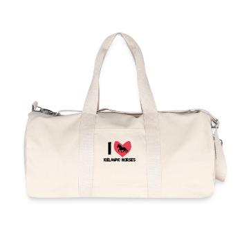 Icelandic Horses I Love Horses Heart Statement - Recycled Canvas Sports Bag by Stanley/Stella - natural - Front
