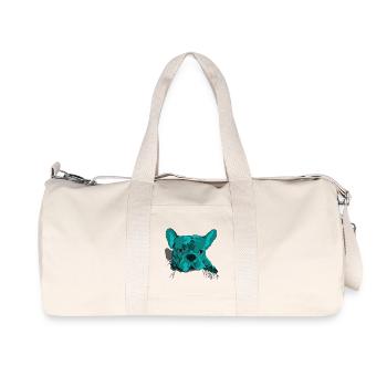 Style cartoon adorable de bouledogue français - Sac de sport en toile recyclée Stanley/Stella - blanc naturel - Devant