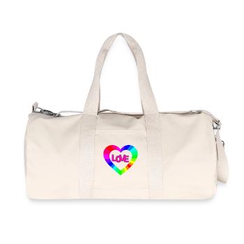 NeonLOVE Regenbogenherz - Recycelte Canvas-Sporttasche von Stanley/Stella - Naturweiß - Vorne