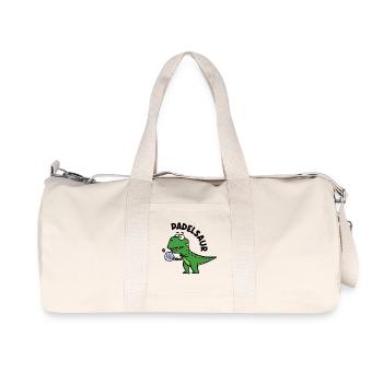 Padel Schläger Spieler Ball Dinosaurier Spruch - Recycelte Canvas-Sporttasche von Stanley/Stella - Naturweiß - Vorne