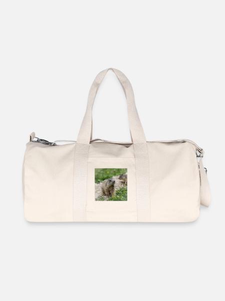 Murmeltier neugierig 4 - Alpenmotiv ganz nah - Recycelte Canvas-Sporttasche von Stanley/Stella - Naturweiß