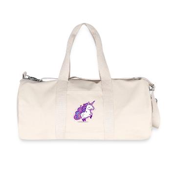Skurriles Regenbogen-Einhorn-Design - Recycelte Canvas-Sporttasche von Stanley/Stella - Naturweiß - Vorne