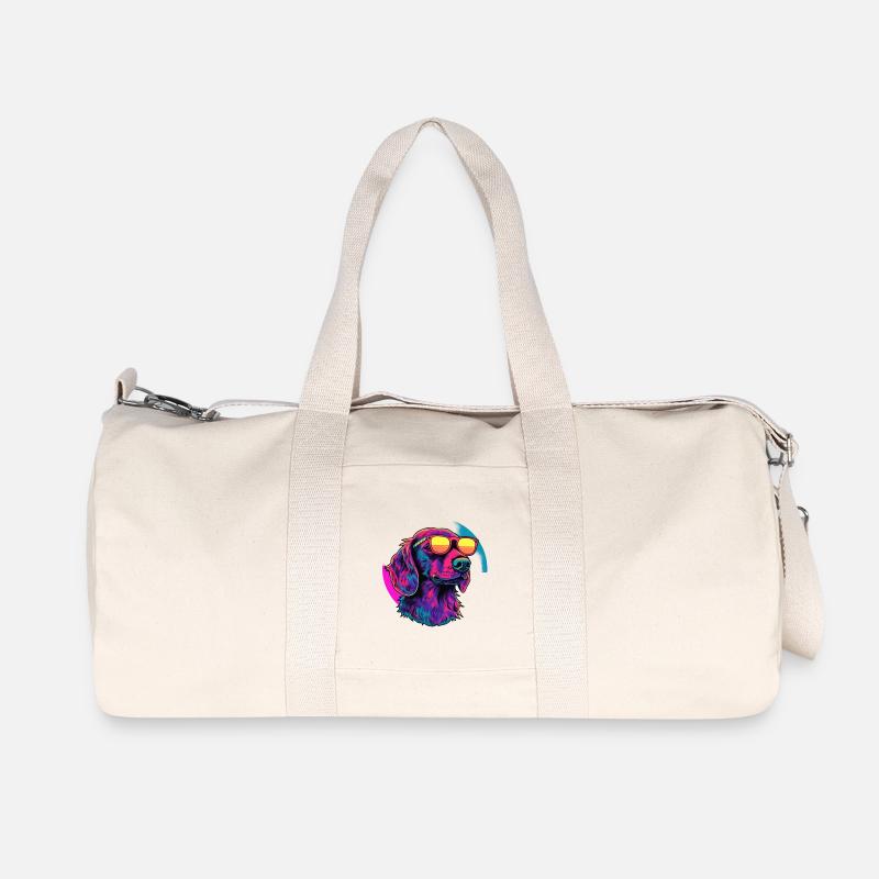 Neon Hund mit Sonnenbrille - Recycelte Canvas-Sporttasche von Stanley/Stella - Naturweiß