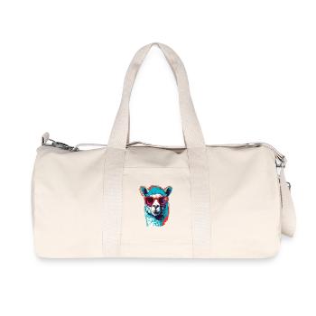 Lustige Llama mit Sonnenbrille - Recycelte Canvas-Sporttasche von Stanley/Stella - Naturweiß - Vorne
