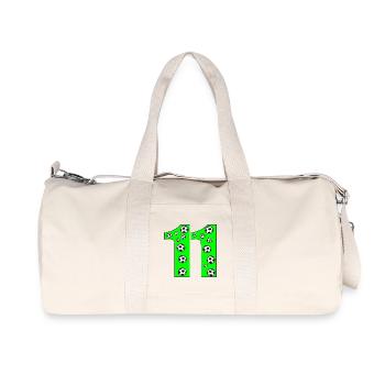 Number 11 - Number ELF FOOTBALL - 11th Birthday - Recycled Canvas Sports Bag by Stanley/Stella - natural - Front