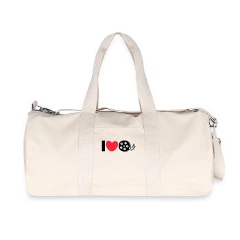 Heart Statement I Love Movies Watching Movie - Recycled Canvas Sports Bag by Stanley/Stella - natural - Front