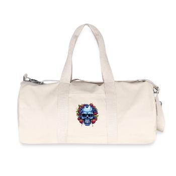 Crâne bleu avec guirlande de baies - Sac de sport en toile recyclée Stanley/Stella - blanc naturel - Devant