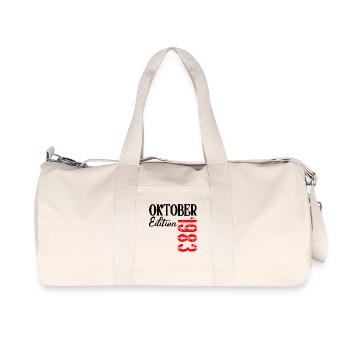 43. Geburtstag Oktober 1983 - 43 Jahre alt - Recycelte Canvas-Sporttasche von Stanley/Stella - Naturweiß - Vorne