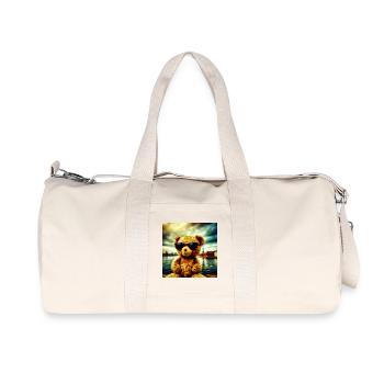 Teddy goes Wild - Recycelte Canvas-Sporttasche von Stanley/Stella - Naturweiß - Vorne