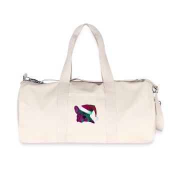 Bouledogue néon avec le Père Noël - Sac de sport en toile recyclée Stanley/Stella - blanc naturel - Devant