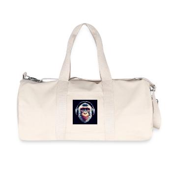 Singe avec des écouteurs - Sac de sport en toile recyclée Stanley/Stella - blanc naturel - Devant
