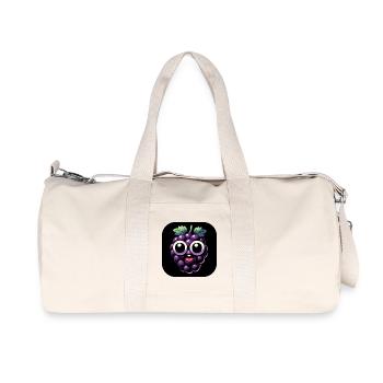 Grape purple with eyes and mouth in comic style - Recycled Canvas Sports Bag by Stanley/Stella - natural - Front