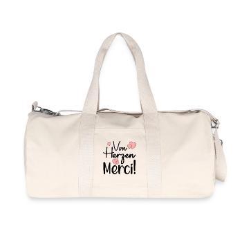 DANKESCHÖN VON HERZEN - Französisch - Recycelte Canvas-Sporttasche von Stanley/Stella - Naturweiß - Vorne