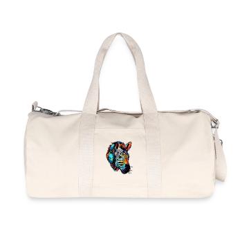 Zebra with Headphones Music Zebra Head - Recycled Canvas Sports Bag by Stanley/Stella - natural - Front