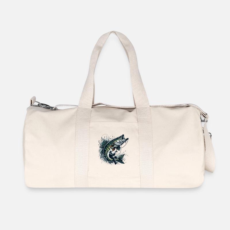 Angeln Hecht Geschenk - Recycelte Canvas-Sporttasche von Stanley/Stella - Naturweiß