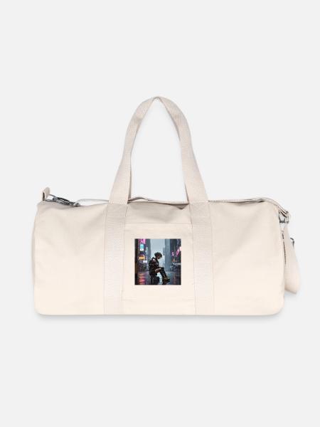 Cyberpunk Regenkämpferin - Recycelte Canvas-Sporttasche von Stanley/Stella - Naturweiß