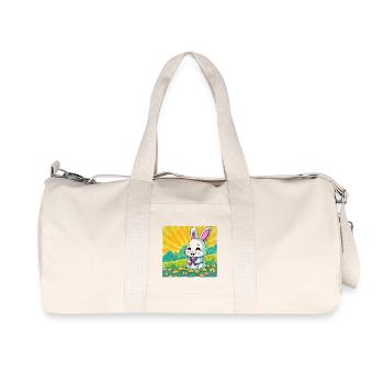 Hase comic style lustig - Recycelte Canvas-Sporttasche von Stanley/Stella - Naturweiß - Vorne