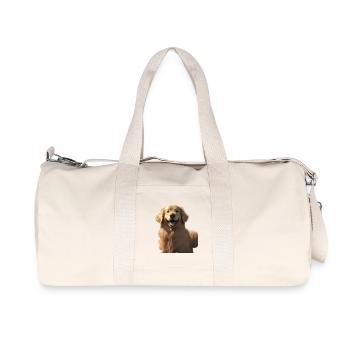 Golden Retriever Smile Tee Art - Recycled Canvas Sports Bag by Stanley/Stella - natural - Front