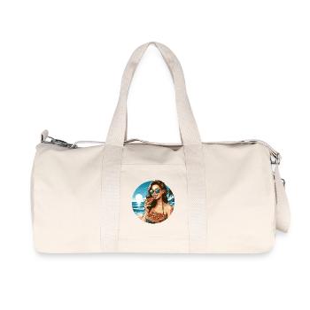 Pizza Belle Femme Plage Lunettes De Soleil Cadeau - Sac de sport en toile recyclée Stanley/Stella - blanc naturel - Devant